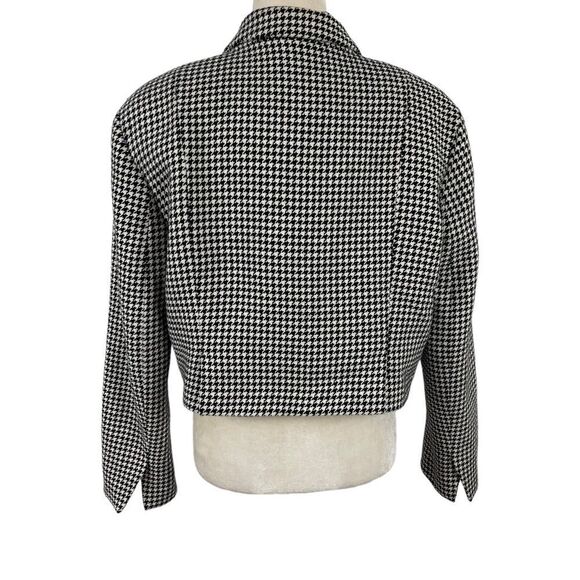 Zara Cropped Houndstooth Boxy Fit Blazer Double Breasted Size Large Blogger Fave - Picture 9 of 15